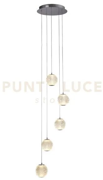 Allure 5lt multi-drop pendant - metallo cromato e acrilico trasparente