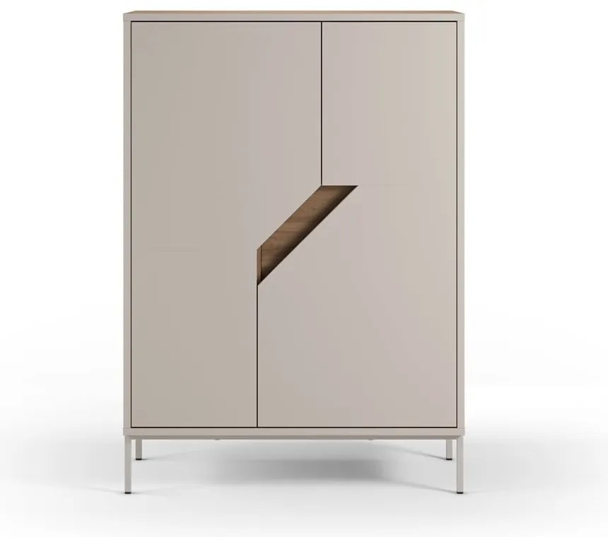 Cassettiera effetto rovere in colore crema-naturale 85x120x40 cm Lilou - Marckeric