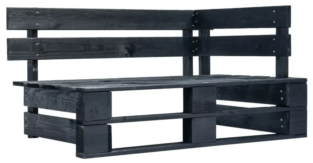 Panca da giardino angolare con pallet in legno nera