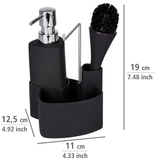WENKO 3620127800 - Set per il lavaggio EMPIRE 11x19 cm nero/argento