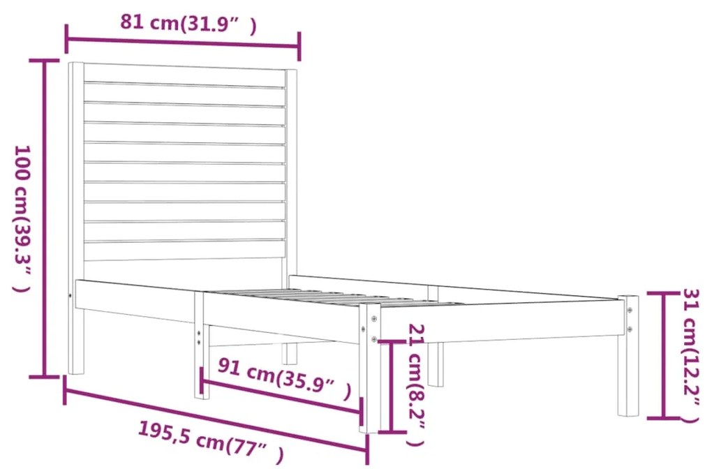 Giroletto in Legno Massello 75x190 cm Small Single