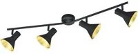 Plafoniera 4 Faretti Spot E14 Orientabili Nina Nero e Oro Trio Lighting