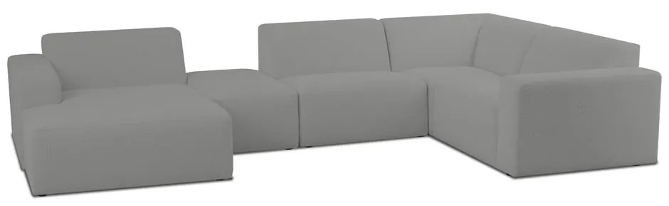 Divano angolare grigio in tessuto bouclé (a U) Roxy - Scandic