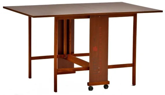 Tavolo richiudibile legno formica con ruote 140x90 cm GIORGIA Noce