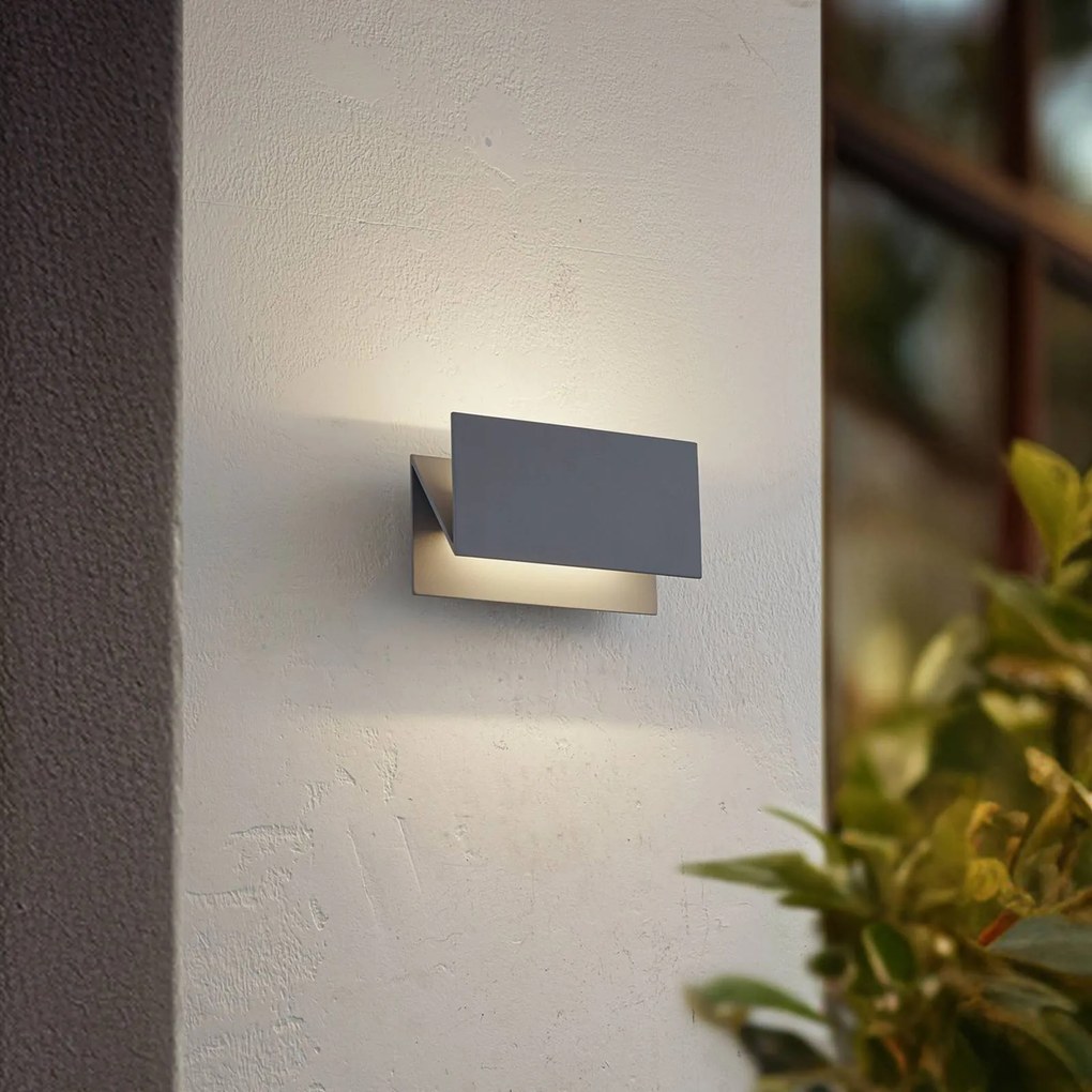 Applique da esterni a LED Meja Lucande, Alluminio / Grigio / Zincato, Moderno, Applique LED da esterni