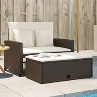 Divano da Giardino a 2 Posti con Cuscini in Polyrattan Marronecod mxl 92161