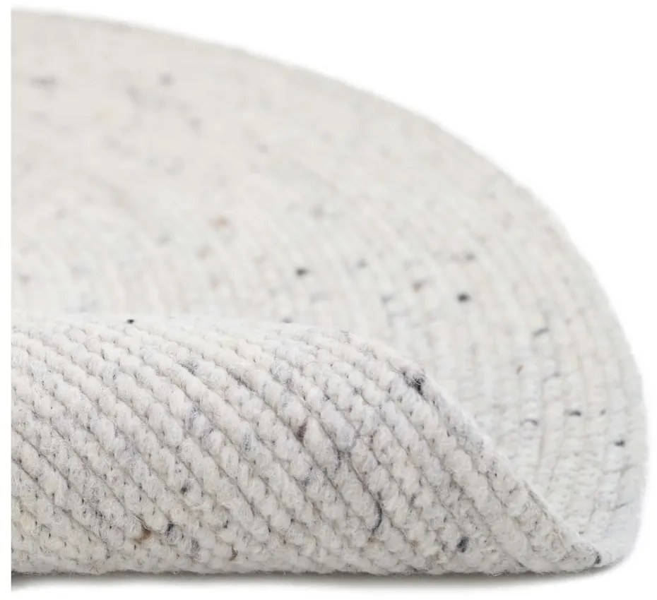 Tappeto in misto lana e cotone bianco e grigio, fatto a mano, ø 110 cm Neethu - Nattiot