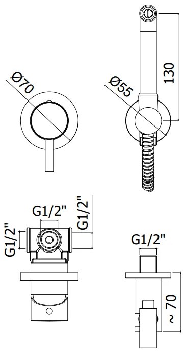 Paffoni KITDUP110no doccetta bidet con miscelatore Flessibile 120 Cm E Corpo Ad Incasso nero opaco