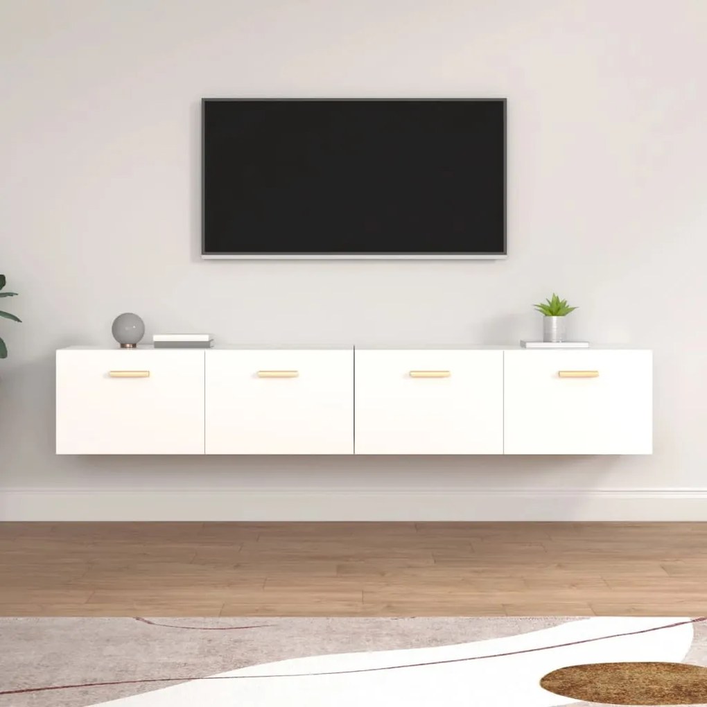 Mobili parete 2pz bianco 100x36,5x35 cm in legno multistrato