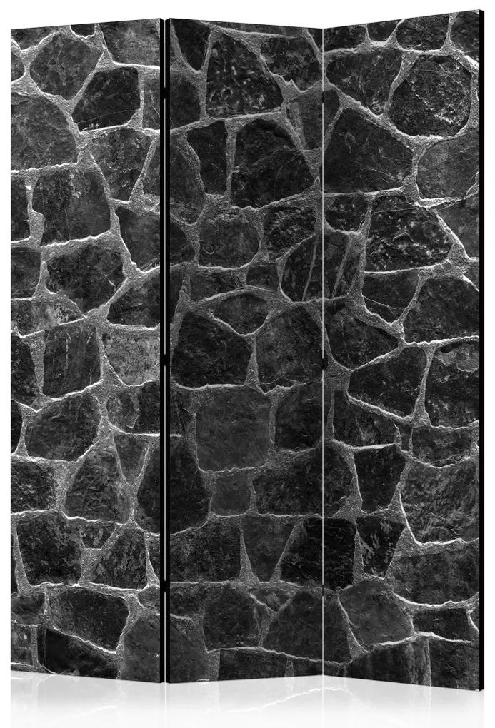 Paravento separè Pietre nere - texture architettonica di mosaico di pietra nera