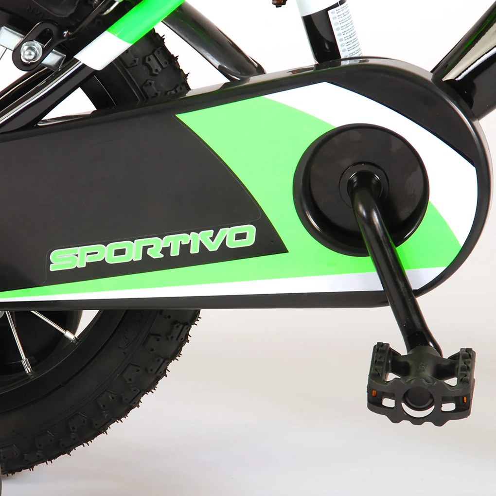Bicicletta per Bambini 14" Stabilizzatori e Freni Caliper Verde...