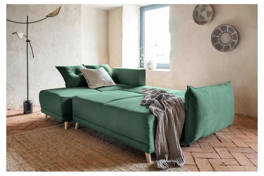 Divano letto in velluto a coste verde (variabile) Lazy Lukka - Miuform