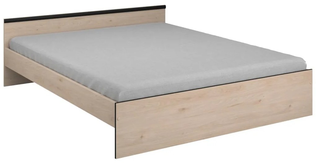 SALDI -  Letto con vani portaoggetti 160 x 200 cm 2 cassetti e 1 nicchia Naturale - PABLO