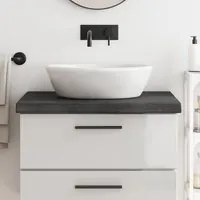 Piano Bagno Grigio Scuro 80x60x6 cm Legno Massello Trattato 3156220