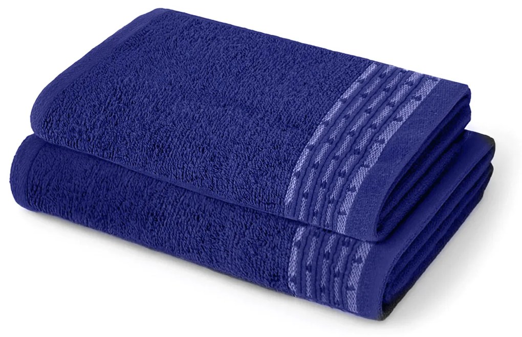 Coppia asciugamani spugna viso e ospite blu scuro