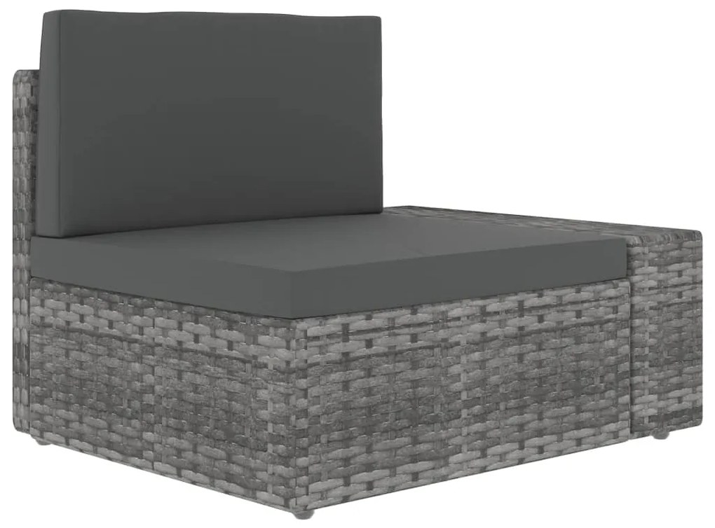 Set divani da giardino 3 pz in polyrattan grigio