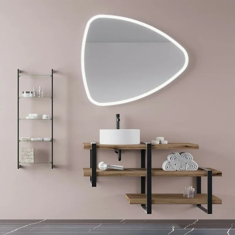 Mensola per lavabo dappoggio 100 cm in legno rovere naturale Linea