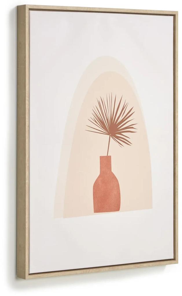 Kave Home - Quadro Izem vaso con fiore marrone 50 x 70 cm