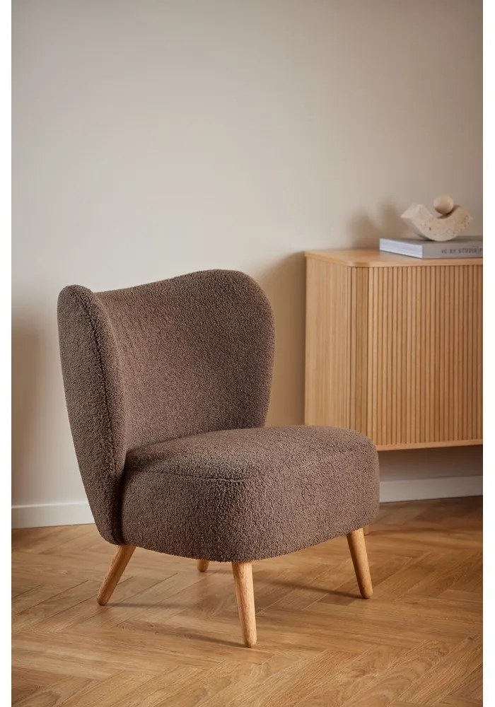 Poltrona marrone in tessuto bouclé Elmont - Actona
