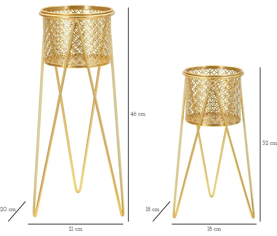 Set di 2 piedistalli per piante in metallo ø 20 cm altezza 46 cm Nat - Mauro Ferretti