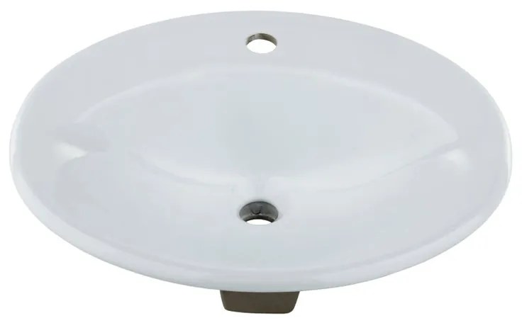 Lavabo da appoggio ovale piletta non inclusa in porcellana L 56 x H 19.5 x P 48 cm bianco lucido piletta non inclusa