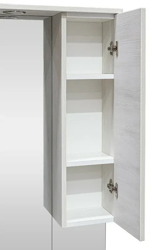 Mobile da Terra 105 cm in rovere bianco completo di specchio con pensile e LED