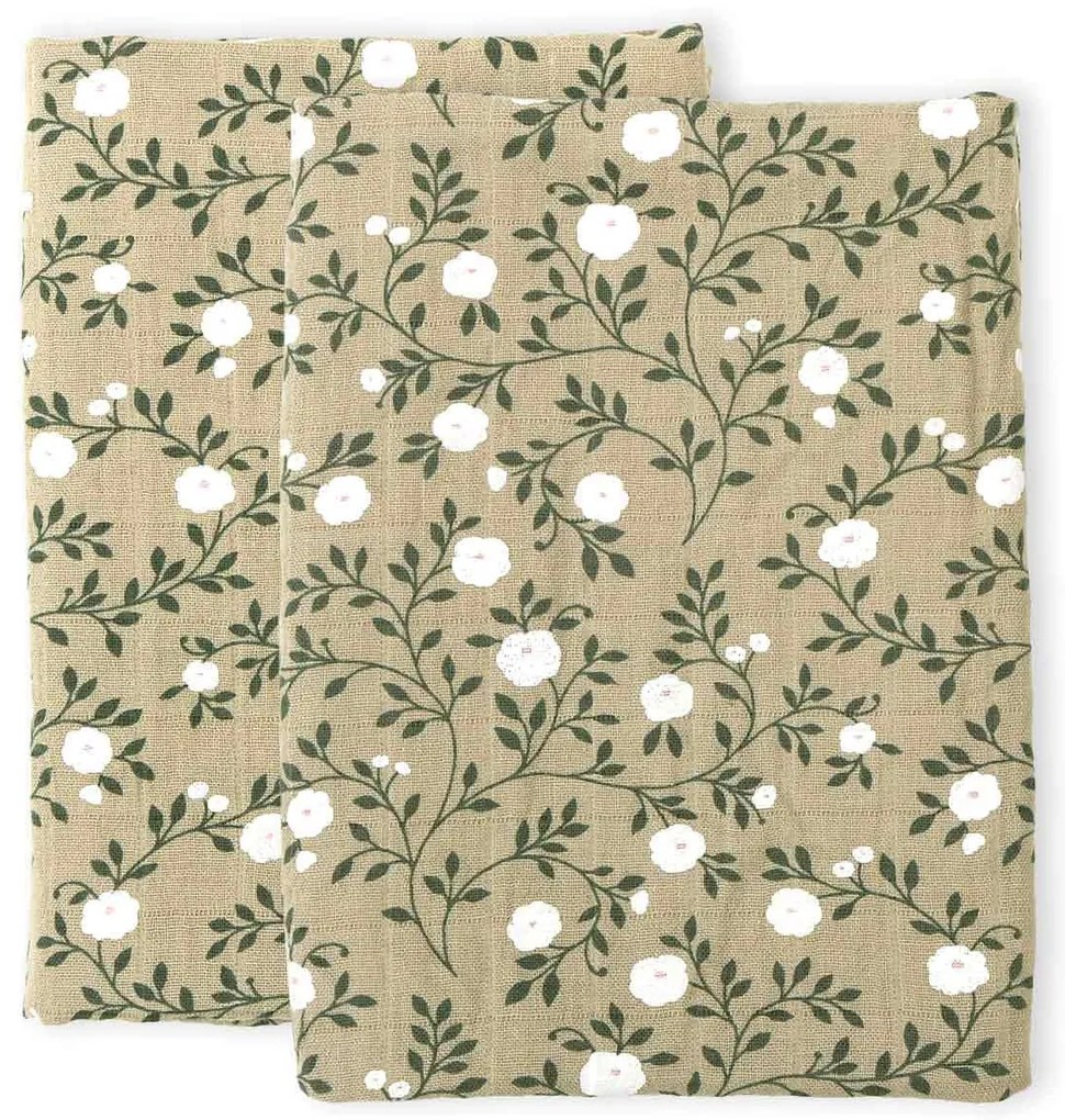 A Little Lovely Company - panni in mussola, blossom - dark sage - 2 pezzi