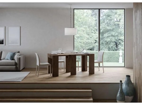 Consolle allungabile a 299 cm Allin Noce 78x47 cm con allunghe Interne