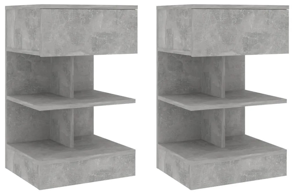Comodini 2 Pz Grigio Cemento 40x35x65 Cm /
