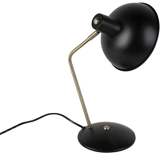 Lampada da tavolo retrò nera con bronzo - Milou