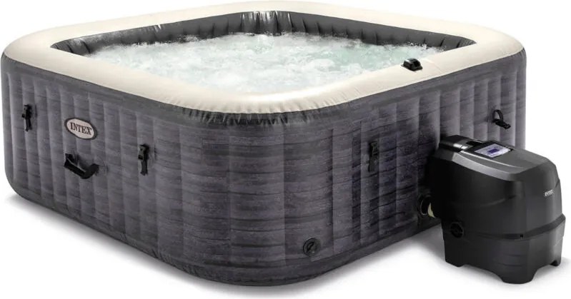 piscina idromassaggio gonfiabile intex "greystone deluxe" grigio effetto pietra 6 posti 196x196x71 cm - cod. 28452np