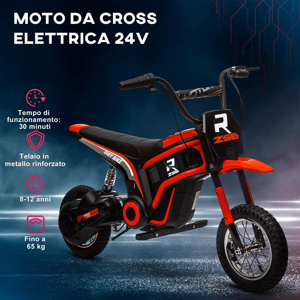 Moto Elettrica per Bambini con Acceleratore Manuale 2 Velocità 8-16km/h Rosso...