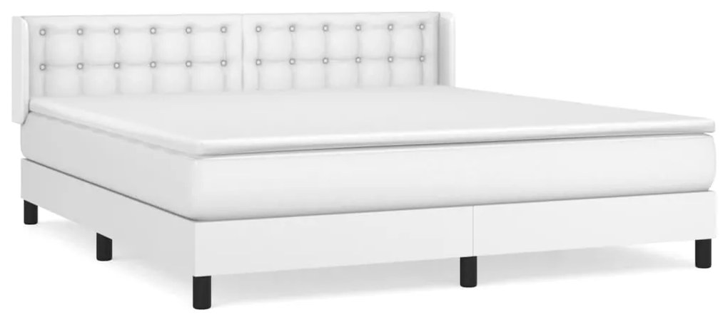Giroletto a molle con materasso bianco 160x200 cm in similpelle