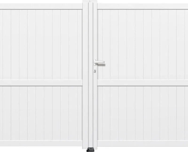 Cancello manuale a braccio articolato e a martinetto Matisse battente GARDENGATE in alluminio bianco, apertura a destra, L 350 x H 179.6 cm, serratura manuale