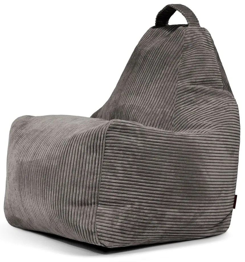 Puof a sacco grigio scuro con rivestimento in velluto a coste Play Amuse – SLOWDOWN