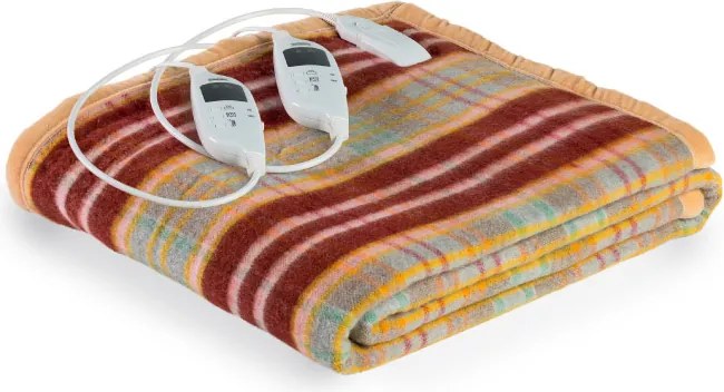 Coperta Elettrica Elettrocoperta Matrimoniale in Misto Lana Scozzese...