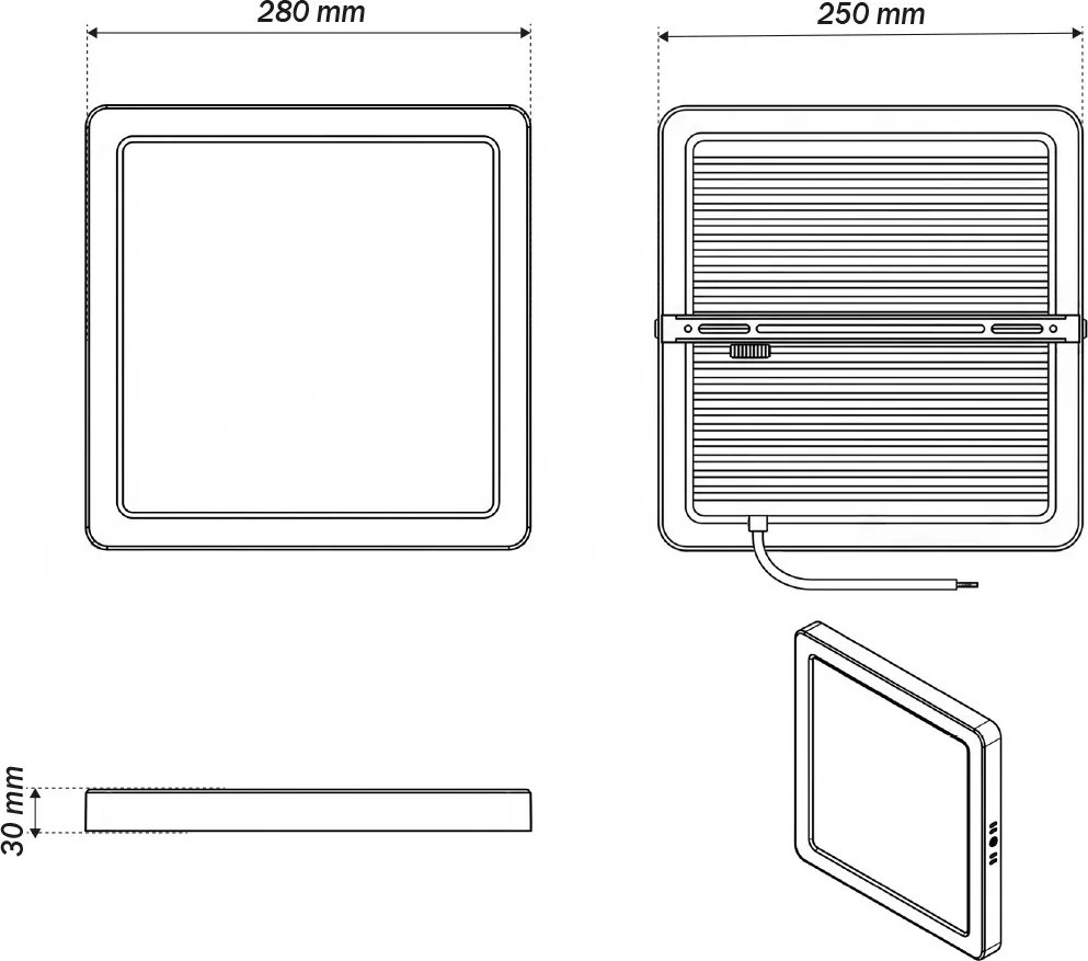 Plafoniera LED Quadrata 24W 285x285mm CCT Bianco Variabile - LEDISENS Colore Bianco Variabile CCT