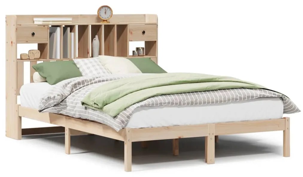 Letto libreria senza materasso 140x190 cm in legno di pino