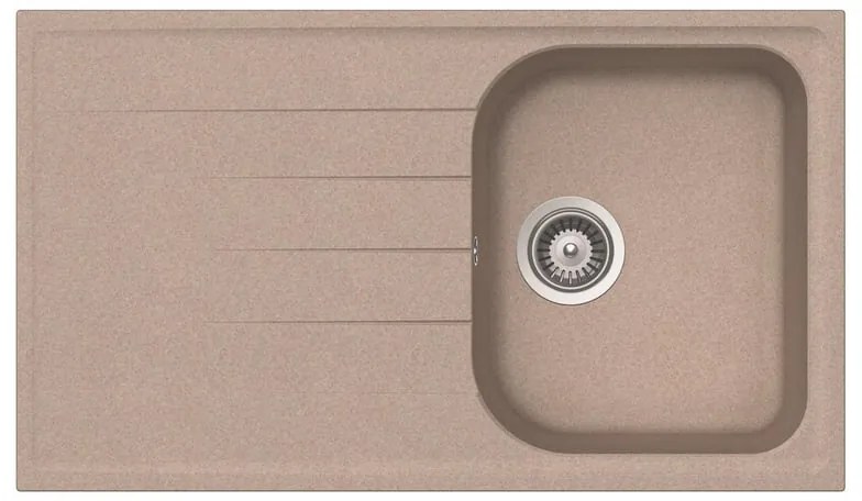 Lavello integrato 1 vasca in quarzo sabbia DELINIA Elbe L 50 x L 86 cm