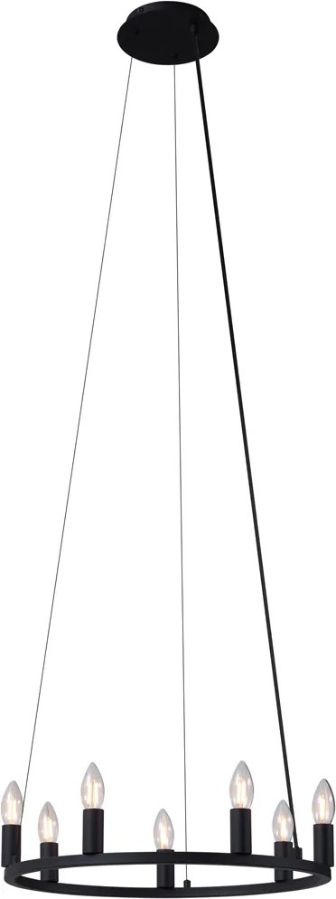 Lampada a sospensione smart nera a 7 luci con WiFi C35 - Knight