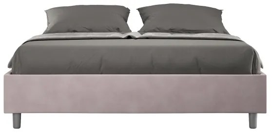 Letto matrimoniale e rete 160x200 in microfibra glicine Azelia