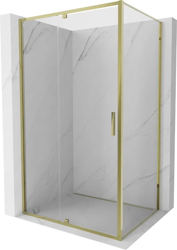 Mexen Exo cabina doccia con porta a battente 150 x 100 cm, trasparente, oro - 819-150-100-50-00