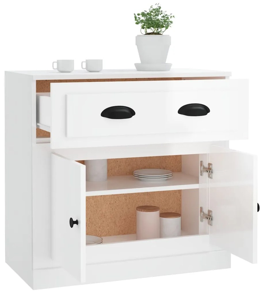 Credenza bianco lucido 70x35,5x67,5 cm in legno multistrato