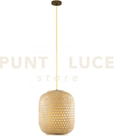 Lampadario a sospensione zen  in bambu' e diffusore in termoplastic...