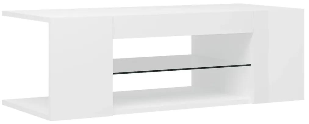 Mobile Porta TV con Luci LED Bianco Lucido 90x39x30 cm