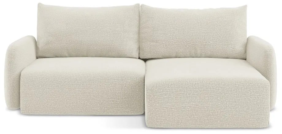 Divano angolare color crema allungabile/con contenitore (con penisola a destra) Kalena – Makamii