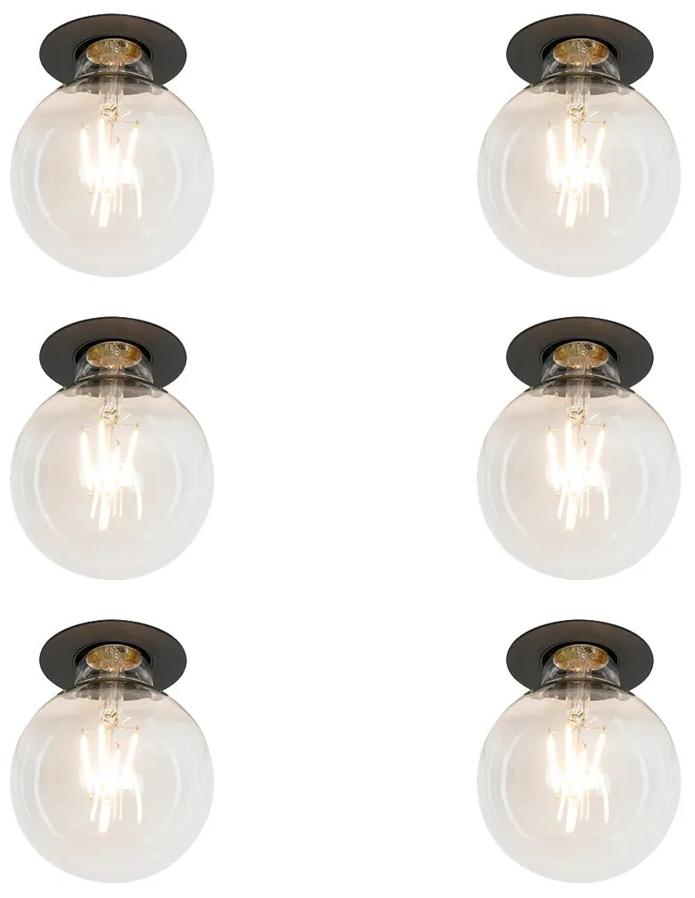 Set di 6 faretti da incasso moderni neri - Insight