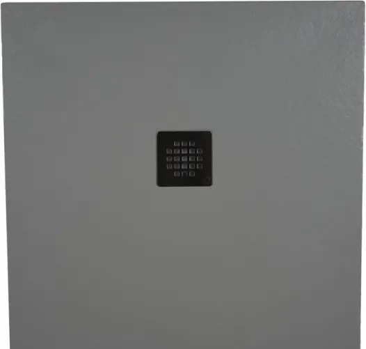 Piatto doccia in mineralmarmo 70x100 cm grigio chiaro effetto pietra con griglia e piletta sifonata