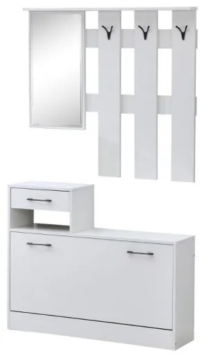 Mobile ingresso con specchio e scarpiera bianco opaco Rudolf XL