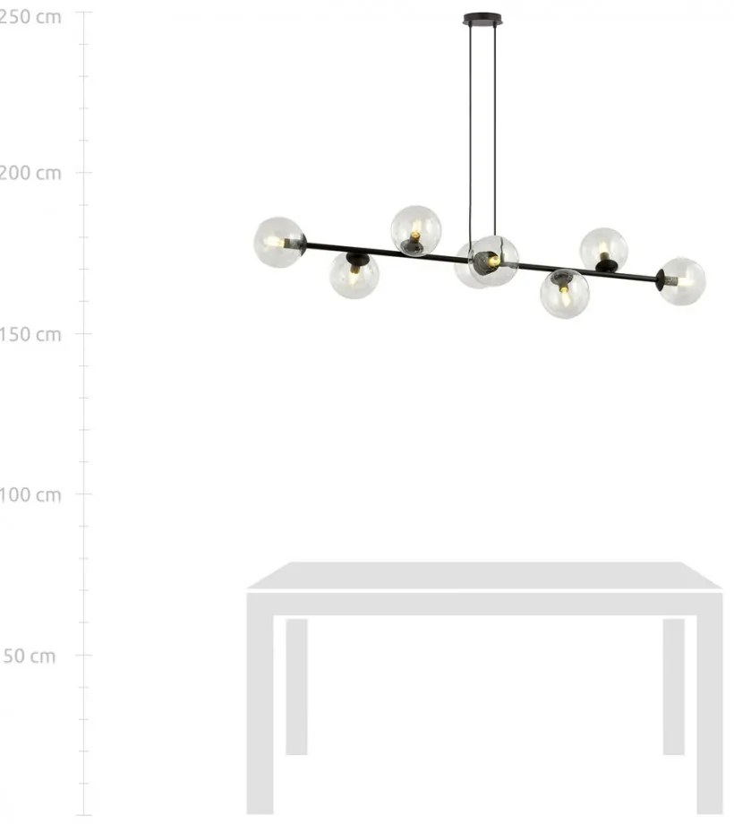 Lampadario a sospensione ROSSI 8 BL in acciaio e vetro 8xE14 Colore delle Sfere Trasparente